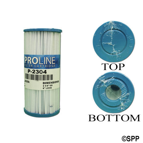 Filter Cartridge, Proline, Diameter: 2-3/4", Length: 6", Top: Closed, Bottom: 1-1/16" Open, 3.7 sq ft