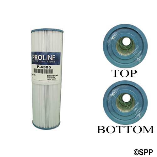 Filter Cartridge, Proline, Diameter: 4-15/16", Length: 14-7/8", Top: 2-1/8" Open, Bottom: 2-1/8" Open, 50 sq ft