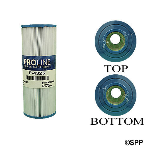 Filter Cartridge, Proline, Diameter: 4-5/8", Length: 11-7/8", Top: 2-1/16" Open, Bottom: 2-1/16" Open, 25 sq ft