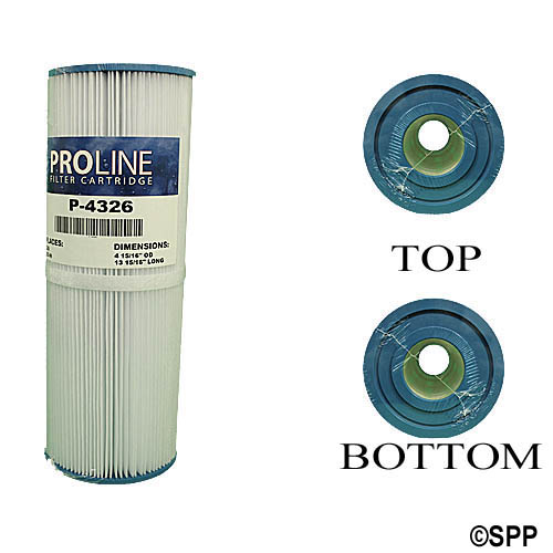 Filter Cartridge, Proline, Diameter: 4-15/16", Length: 13-5/16", Top: 2-1/8" Open, Bottom: 2-1/8" Open, 25 sq ft