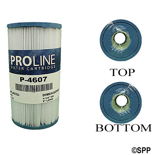 Filter Cartridge, Proline, Diameter: 4-1/4", Length: 8", Top: 1-15/16" Open, Bottom: 1-15/16" Open, 5 sq ft