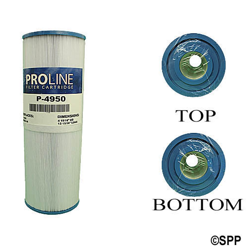 Filter Cartridge, Proline, Diameter: 4-15/16", Length: 13-5/16", Top: 2-1/8" Open, Bottom: 2-1/8" Open, 50 sq ft