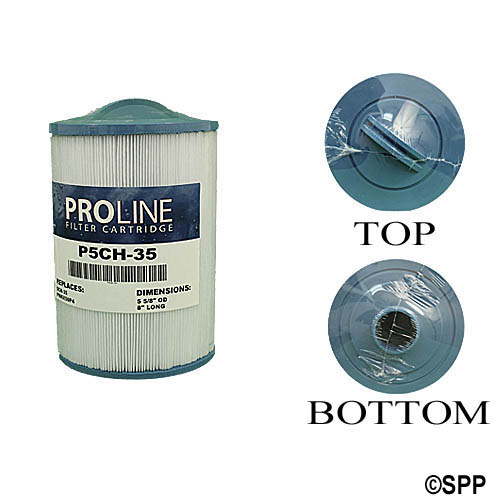 Filter Cartridge, Proline, Diameter: 5-5/8", Length: 8", Top: Handle, Bottom: 1-1/2" MPT, 35 sq ft