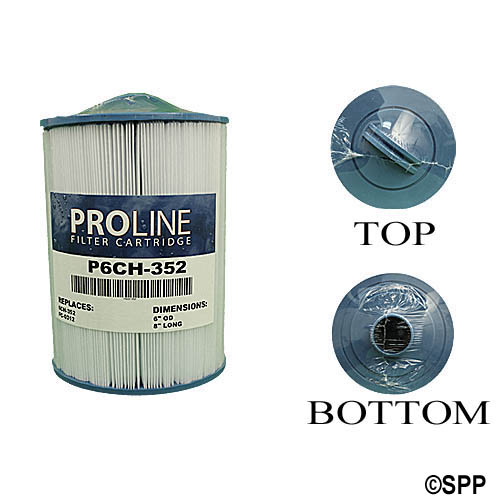 Filter Cartridge, Proline, Diameter: 6", Length: 8", Top: Handle, Bottom: 2" MPT, 35 sq ft
