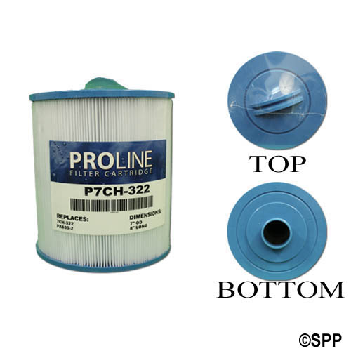 Filter Cartridge, Proline, Diameter: 7", Length: 8", Top: Handle, Bottom: 2" MPT, 32 sq ft