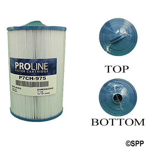 Filter Cartridge, Proline, Diameter: 7", Length: 10-1/2", Top: Handle, Bottom: 1-1/2" Male SAE Thread, 55 sq ft