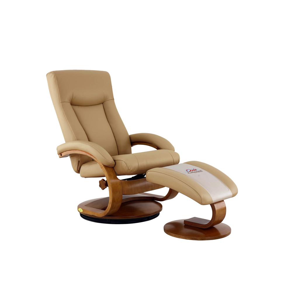 Relax-R Hamilton Recliner and Ottoman in Cobblestone Top Grain Leather