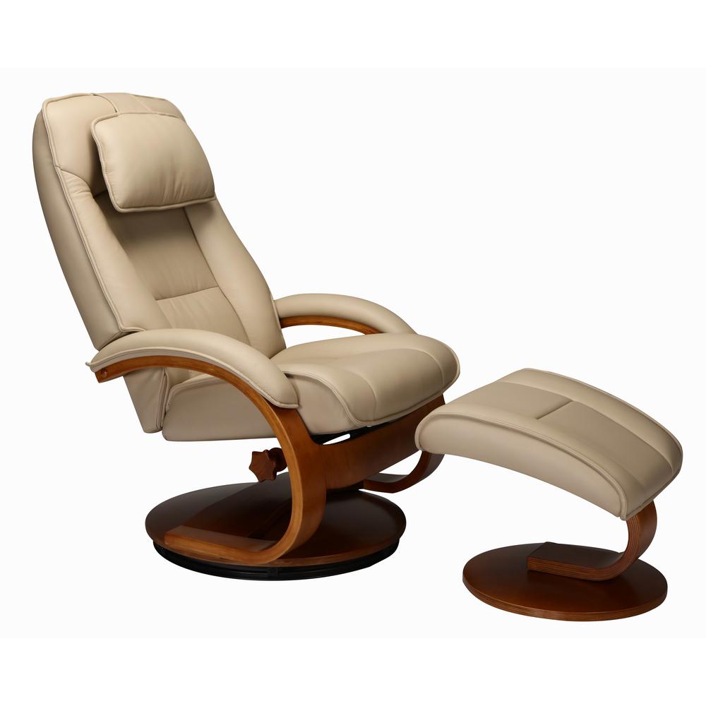 Relax-R Brampton Recliner and Ottoman in Cobblestone Top Grain Leather