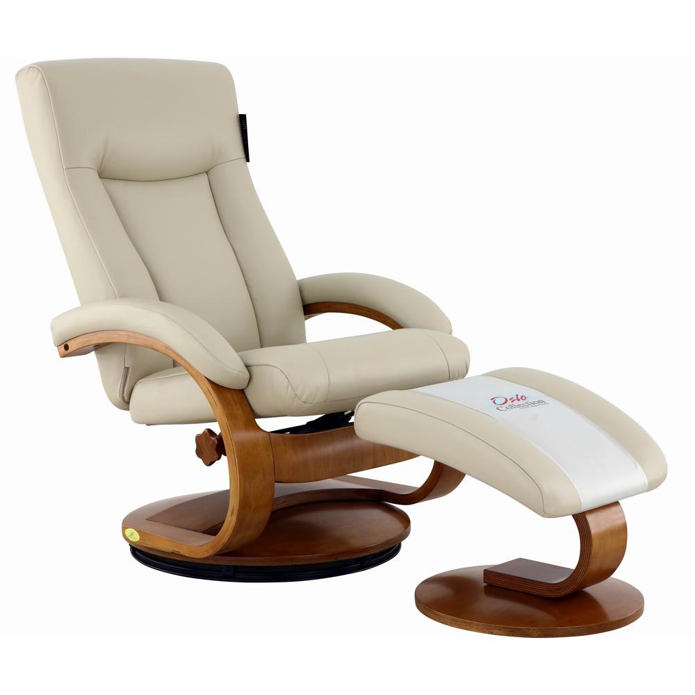 Relax-R Hamilton Recliner and Ottoman in Beige Air Leather