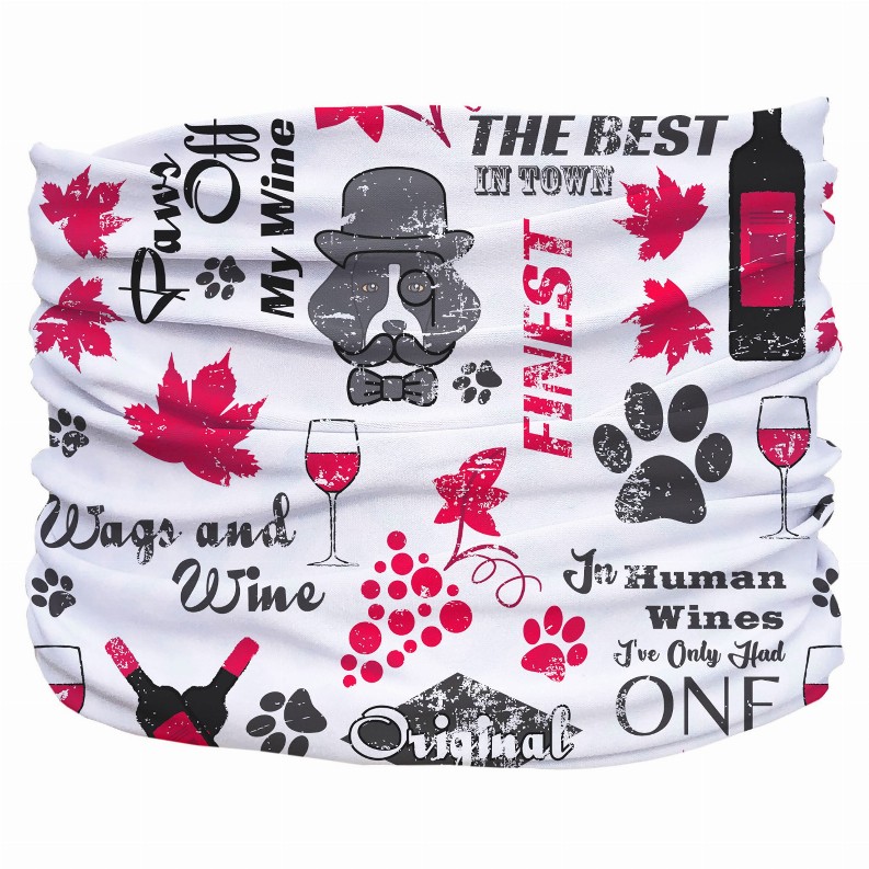 Wags and Wine Pup Scruff - Small White,Red,Grey
