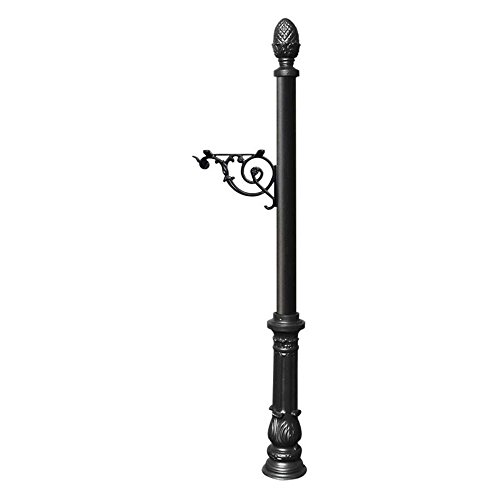 Black Lewiston Post Only with Support Brace, Ornate Base & Pineapple Finial