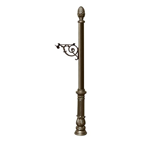 Bronze Lewiston Post Only with Support Brace, Ornate Base & Pineapple Finial