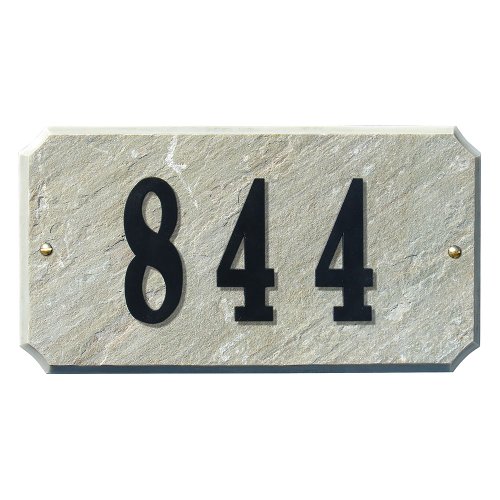 Solid Granite Address Plaque, Executive "Cut Corner" Rectangle, Quartzite