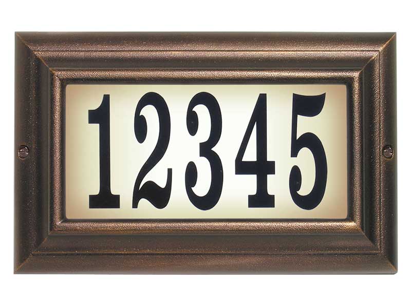 Edgewood Large Lighted Address Plaque, Antique Copper