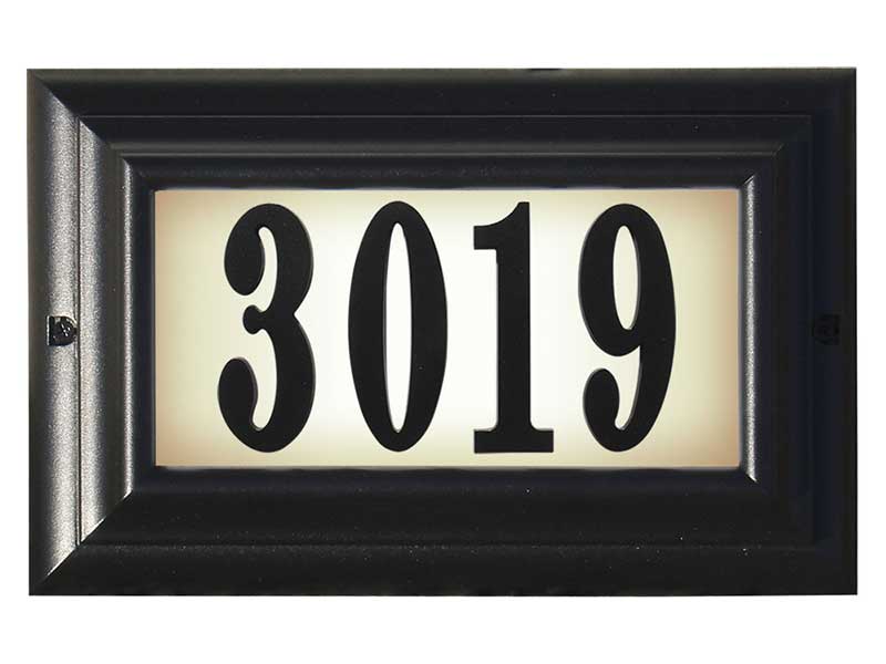 Edgewood Large Lighted Address Plaque, Black