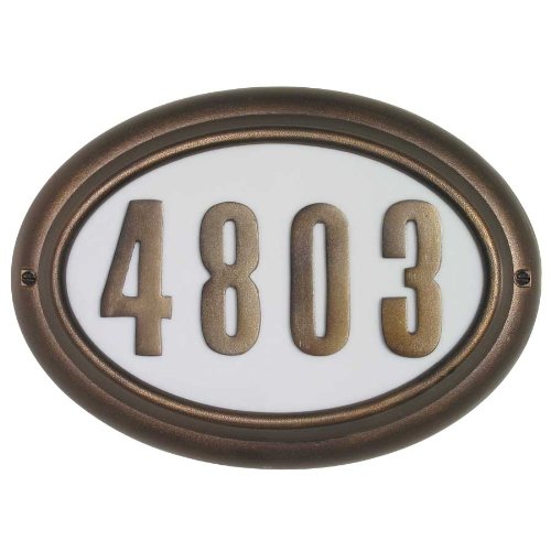 Edgewood Oval Lighted Address Plaque, French Bronze