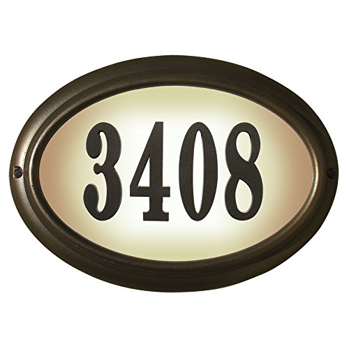 Edgewood Oval Lighted Address Plaque, Oil Rub Bronze