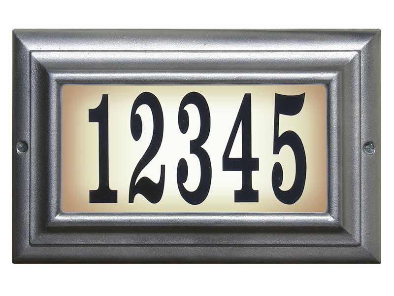 Edgewood Standard Lighted Address Plaque, Pewter