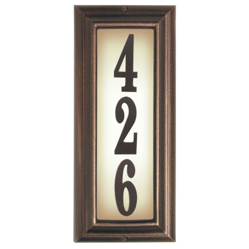 Edgewood Vertical Lighted Address Plaque, Antique Copper