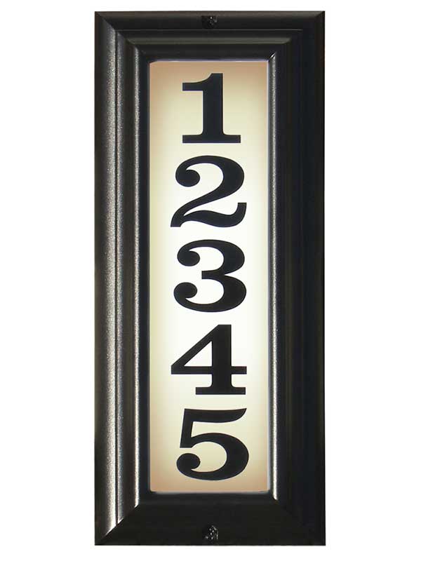 Edgewood Vertical Lighted Address Plaque, Black