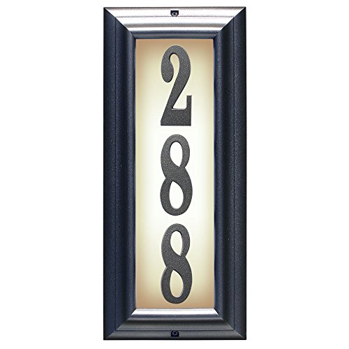 Edgewood Vertical Lighted Address Plaque, Pewter