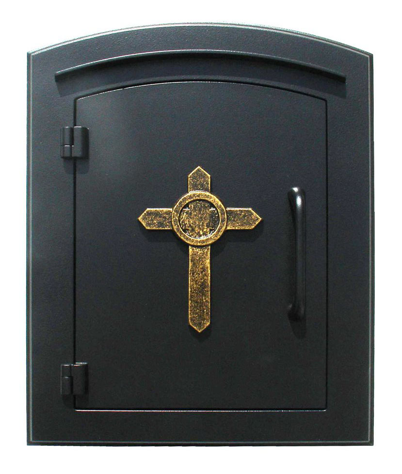 Manchester Mailbox, Cross Logo, Black