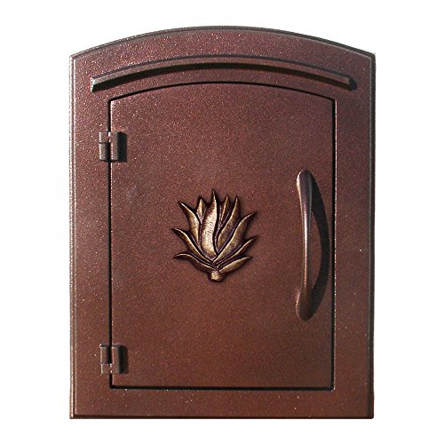 Manchester NON-LOCKING "Decorative AGAVE Logo Door" Column Mount Mailbox in Antique Copper