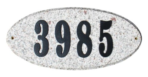 Solid Granite Address Plaque, Rockport Oval, Autumn Leaf Natural