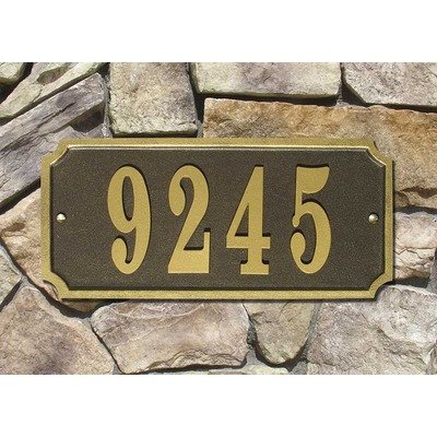 Waterford Rectangle Cast Aluminum Address Plaque, Bronze w/Gold Border