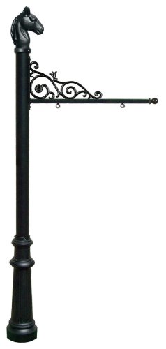 Prestige Real Estate Sign System with Horse Head Finial & Fluted Base in Black color