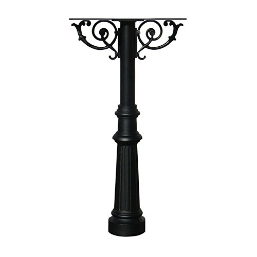 The Hanford Twin Mailbox System With Scroll Supports, Decorative Fluted Base