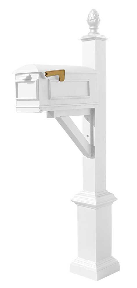 Westhaven System with Lewiston Mailbox, Square Base & Pineapple Finial in (White)