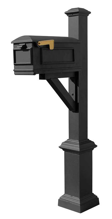 Westhaven System with Lewiston Mailbox, Square Base & Pyramid Finial in (Black)