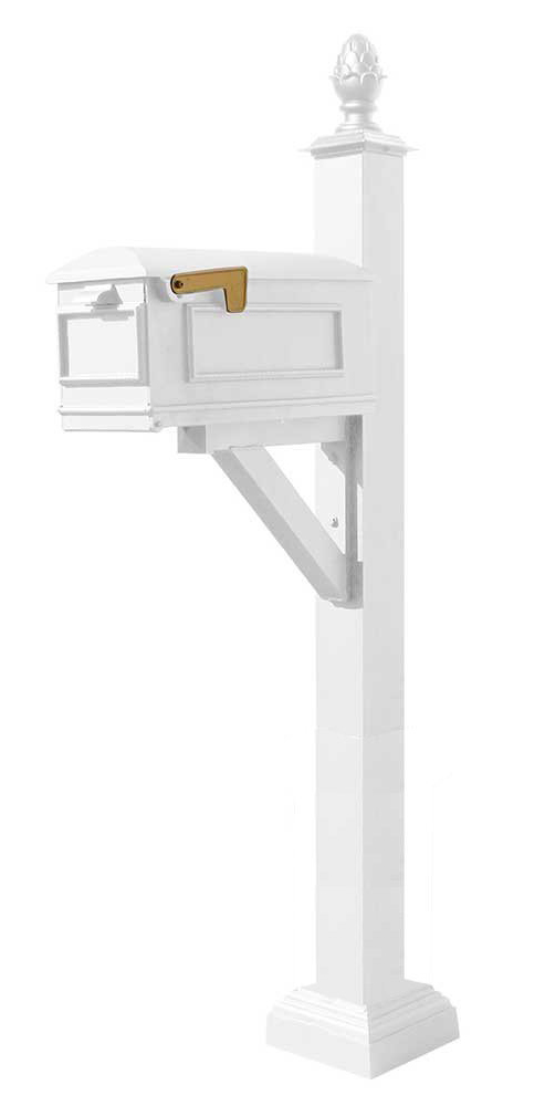Westhaven System with Lewiston Mailbox, Square Collar & Pineapple Finial in (White)