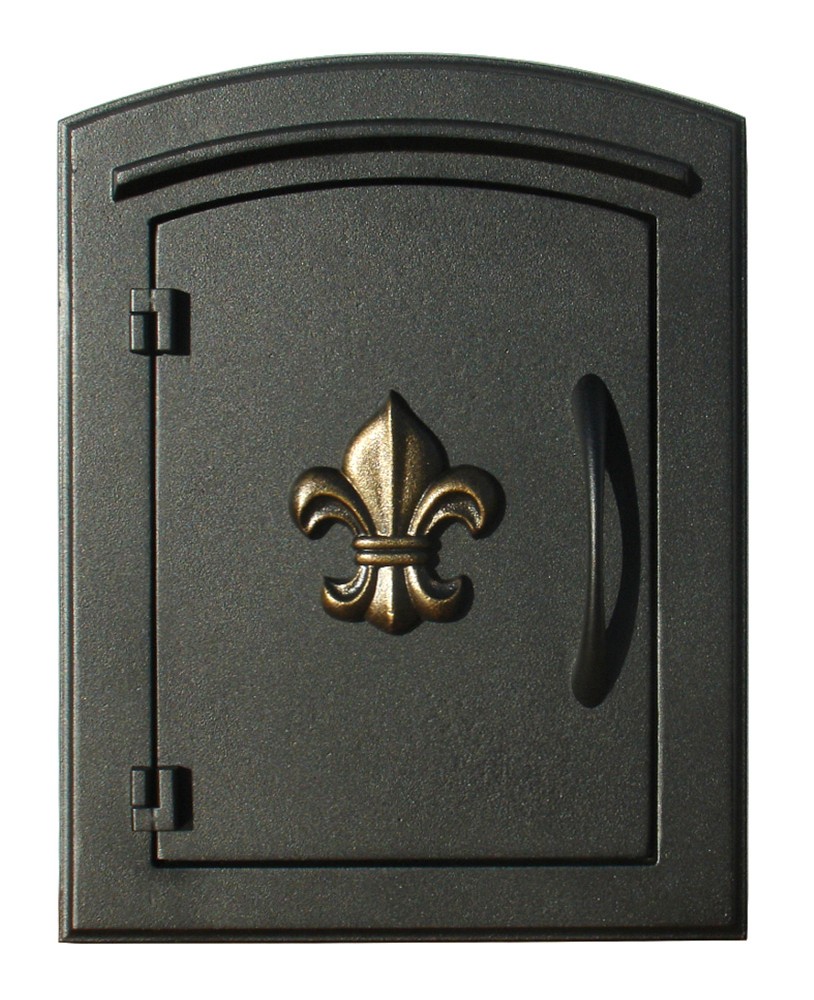 Manchester Mailbox, Fleur De Lis Door, Black