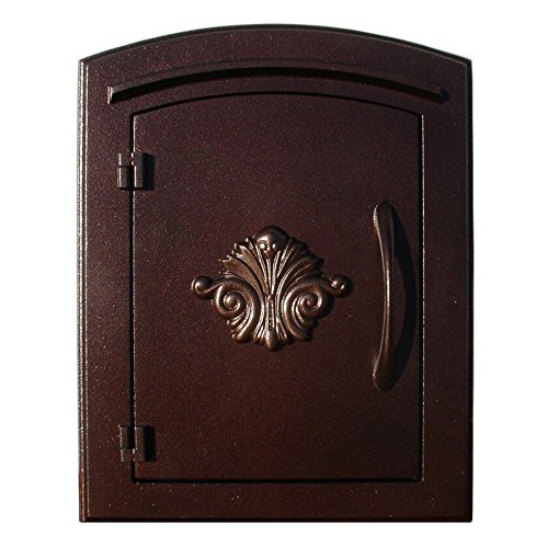 Manchester Column Mounted Mailbox, Scroll Door, Antique Copper