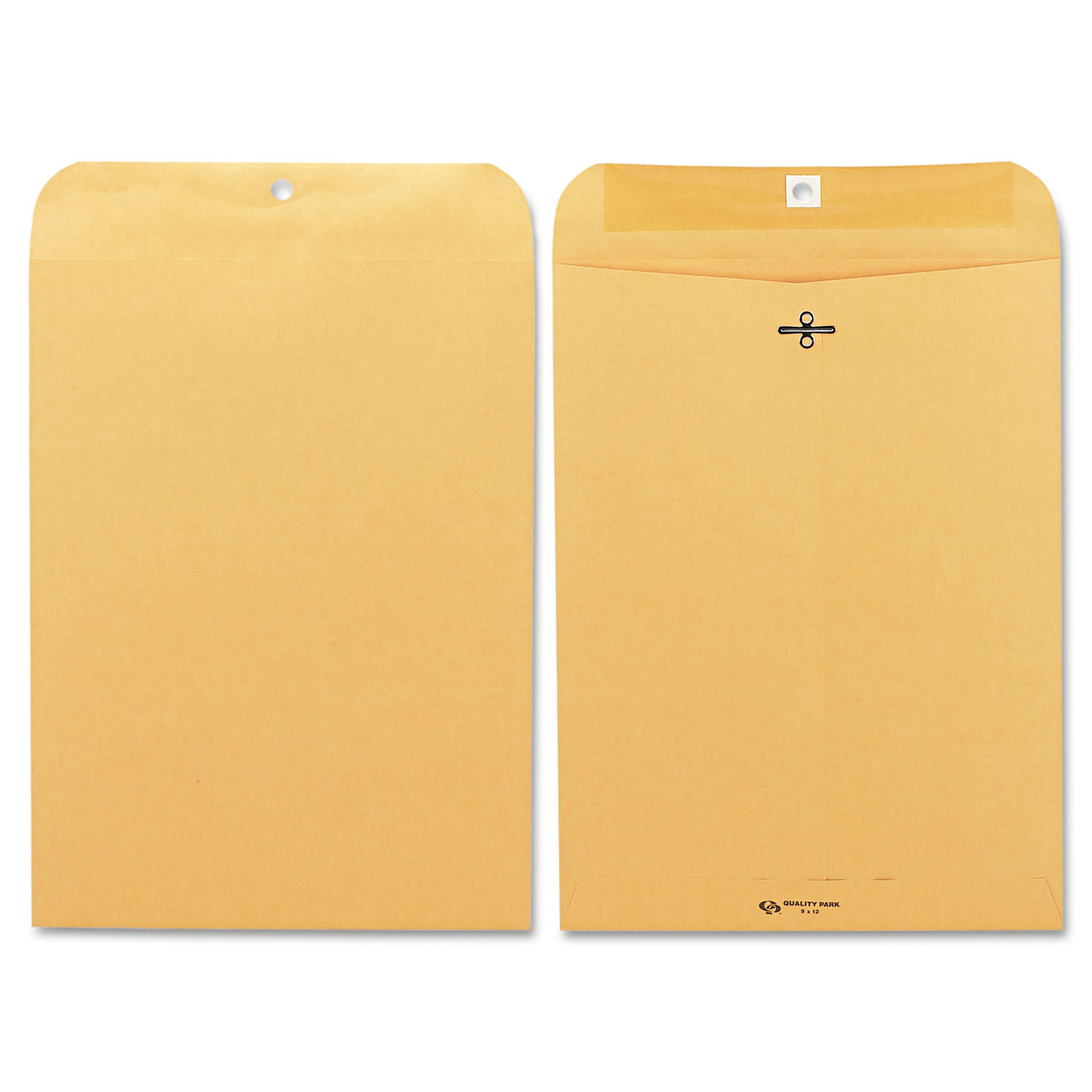 Quality Park Gummed Kraft Clasp Envelopes - Clasp - #90 - 9" Width x 12" Length - 28 lb - Gummed - Kraft - 100 / Box - Kraft