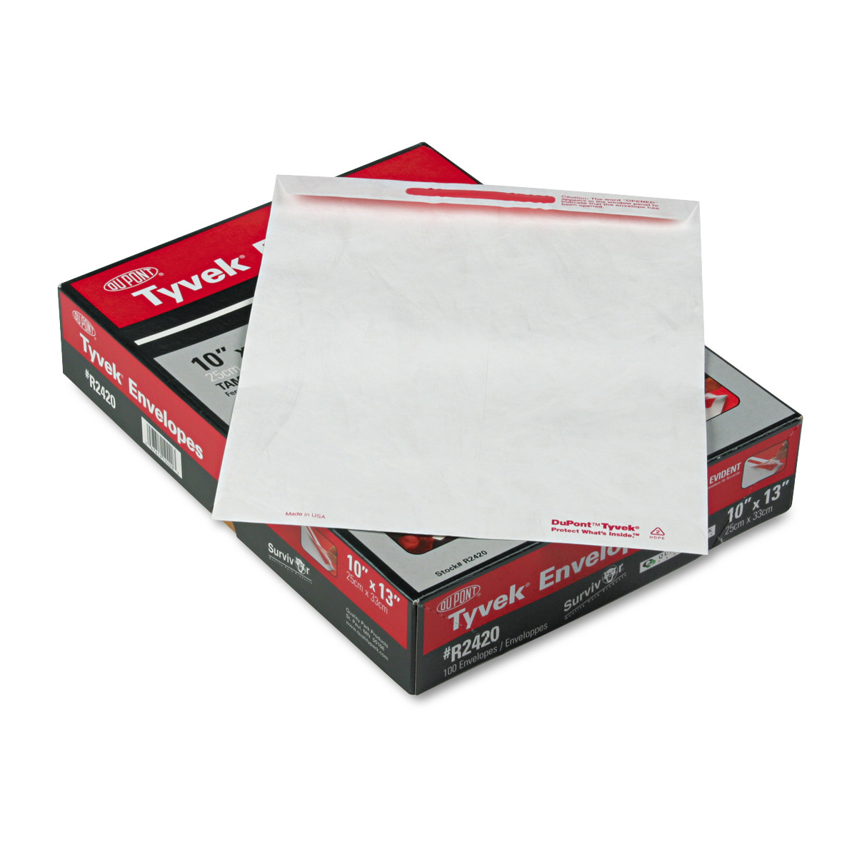 Quality Park Tyvek Tamper Indicating Envelopes - Security - 10" Width x 13" Length - 14 lb - Peel & Seal - Tyvek - 100 / Box - W