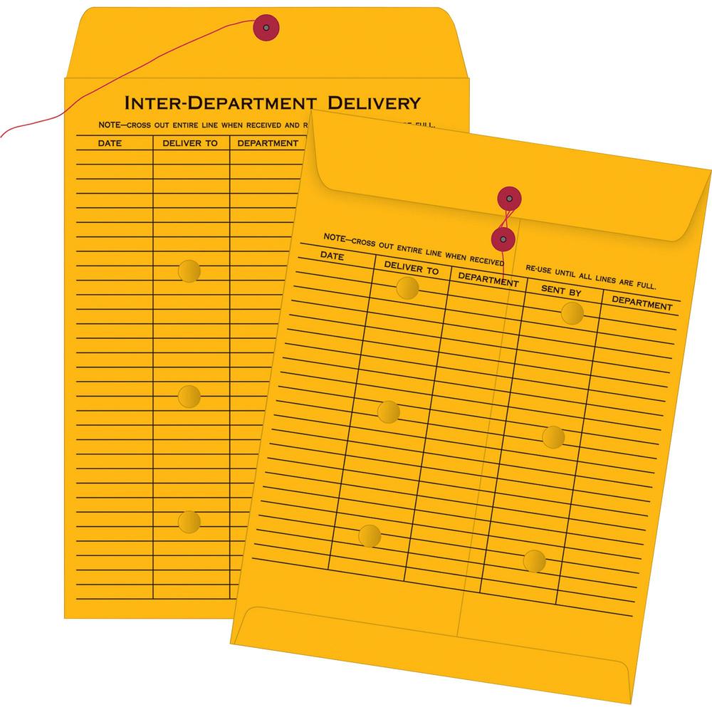 Quality Park Standard Inter-department Envelopes - Inter-department - 10" Width x 13" Length - 32 lb - String/Button - Kraft - 1