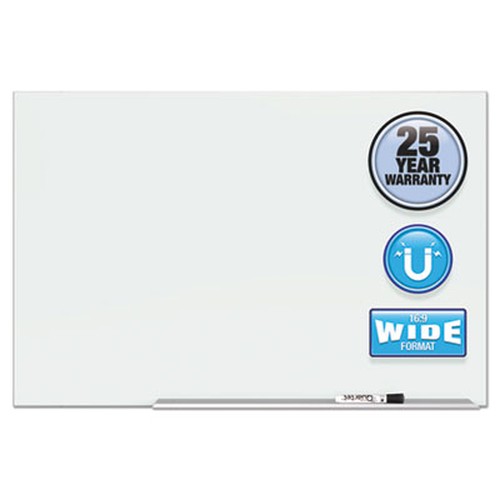 Quartet Element Framed Magnetic Glass Dry-Erase Board - 85" (7.1 ft) Width x 48" (4 ft) Height - White Tempered Glass Surface - 