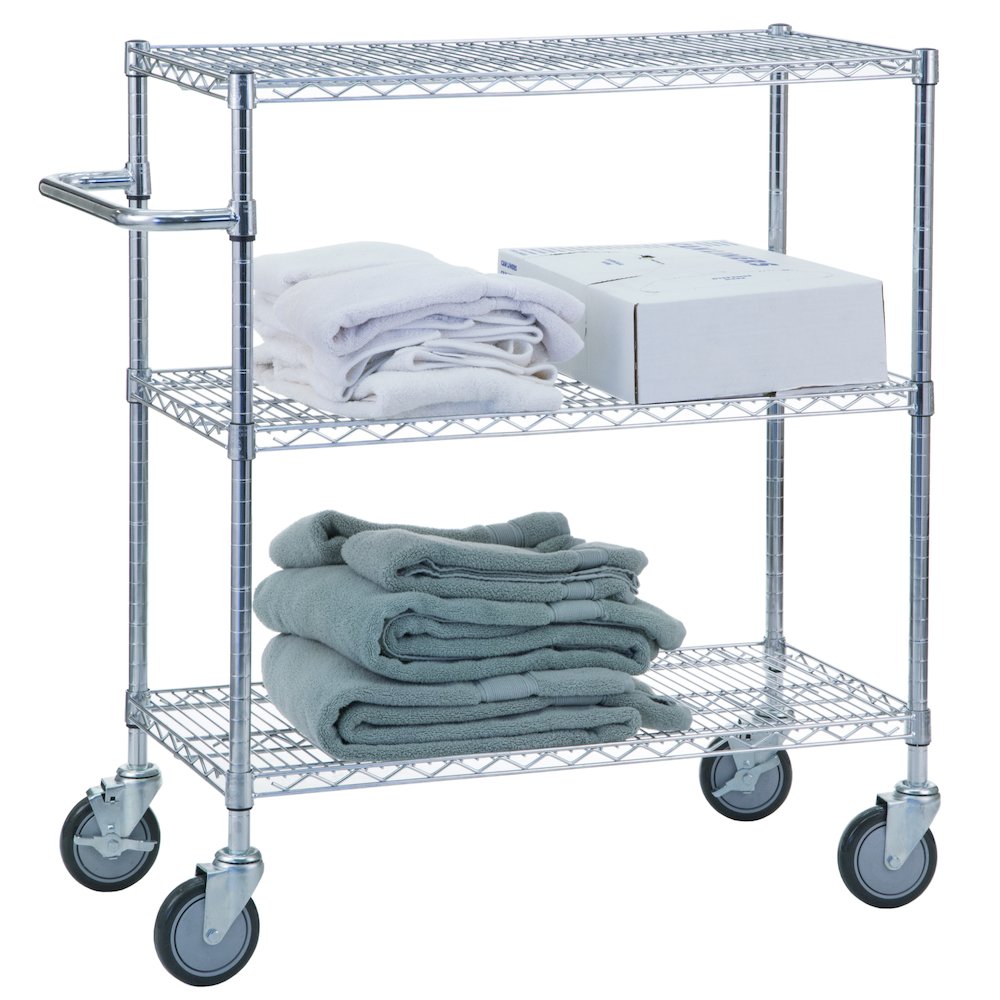 Triple Shelf Utility Cart 18x36x42, 3 Wire Shelves