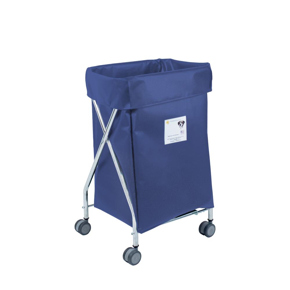 Wide Collapsible Hamper with Navy Vinyl Bag, 6 Bushel Capacity