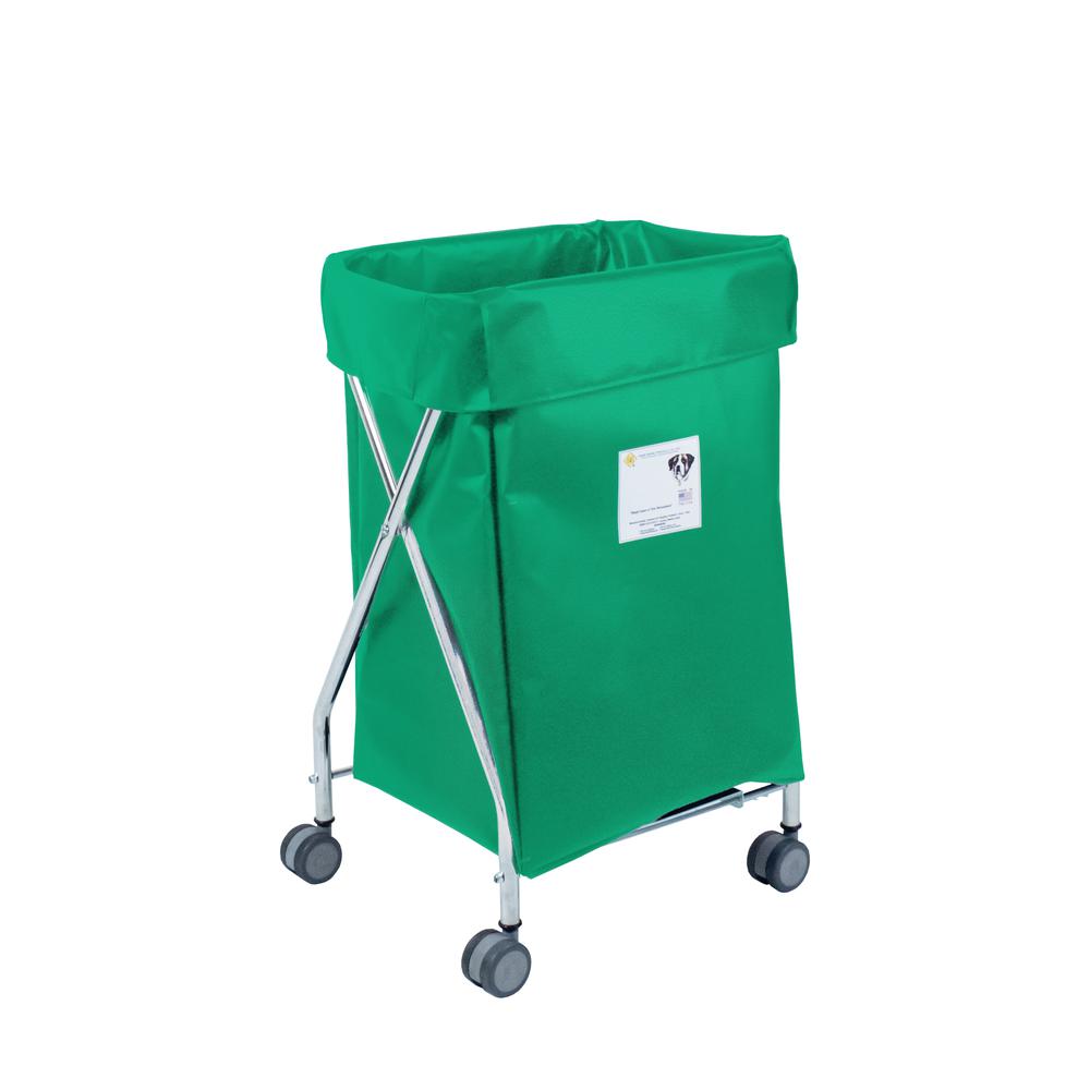 Wide Collapsible Hamper with Forest Green Vinyl Bag, 6 Bushel Capacity