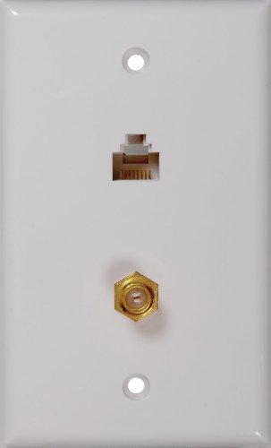RCA TPH557R CAT-5E/6 F & Coaxial Connector Wall Plate