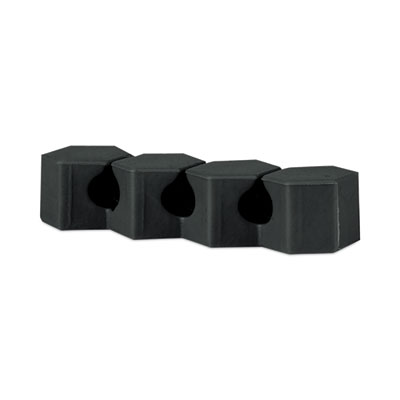 Three Channel Cable Holder, 2" x 2", Black, 4/Pack