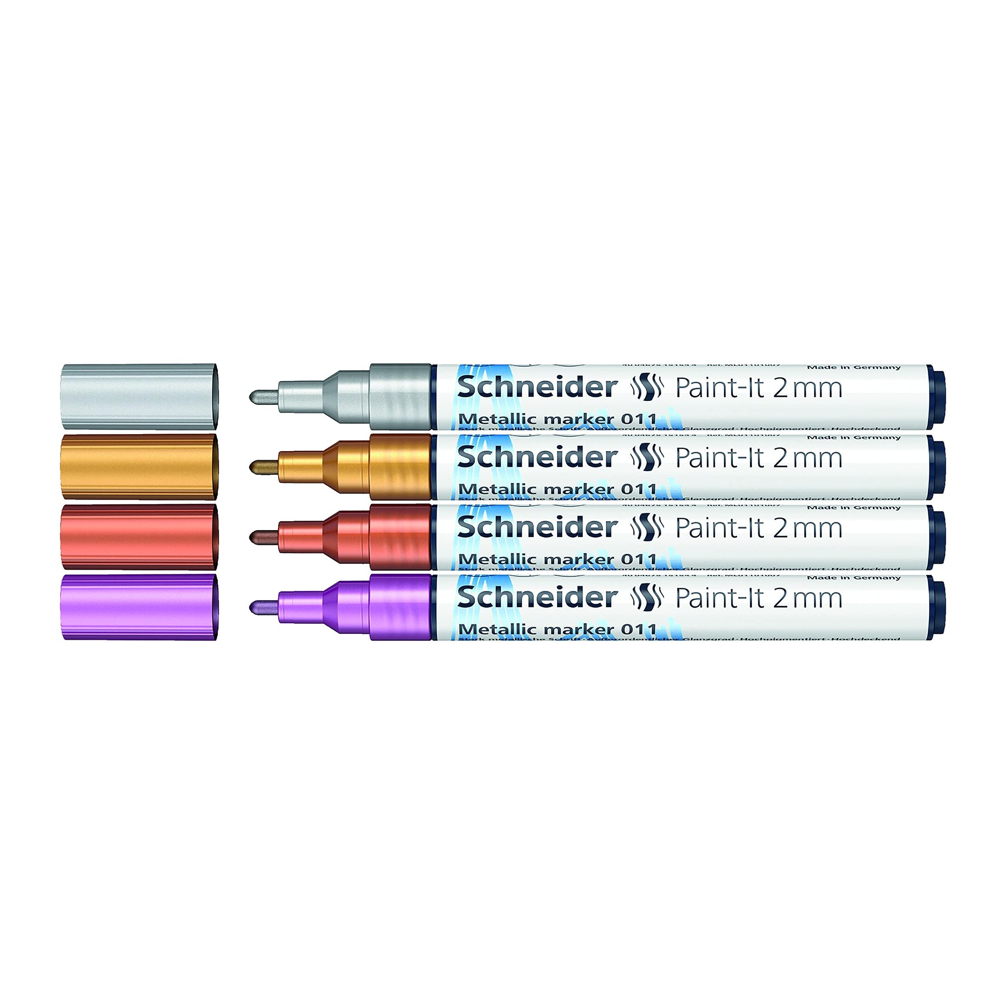 Paint-It 011 Metallic Markers, 2 mm Tip, 4 Assorted Metal Colors