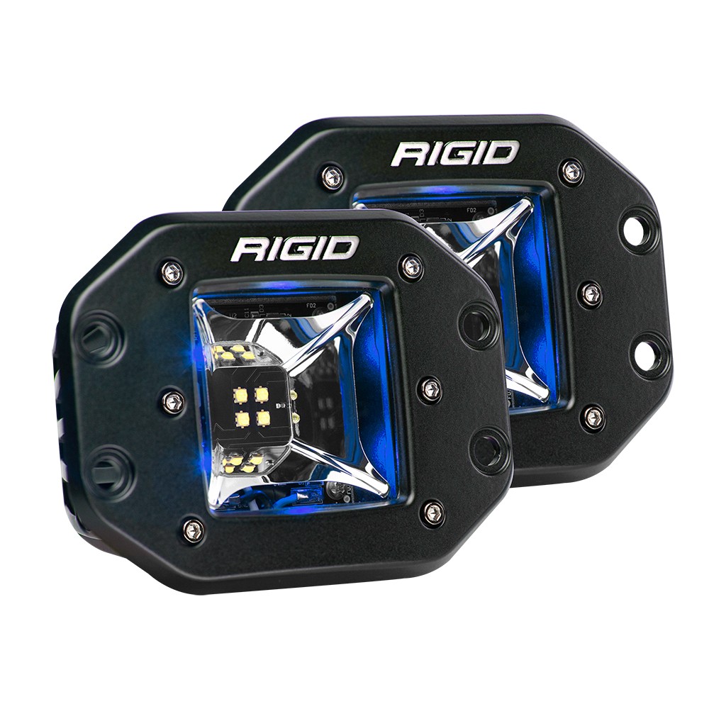 RIGID Radiance Scene Light W/Blue Backlight, Flush Mount, Black Housing | Pair