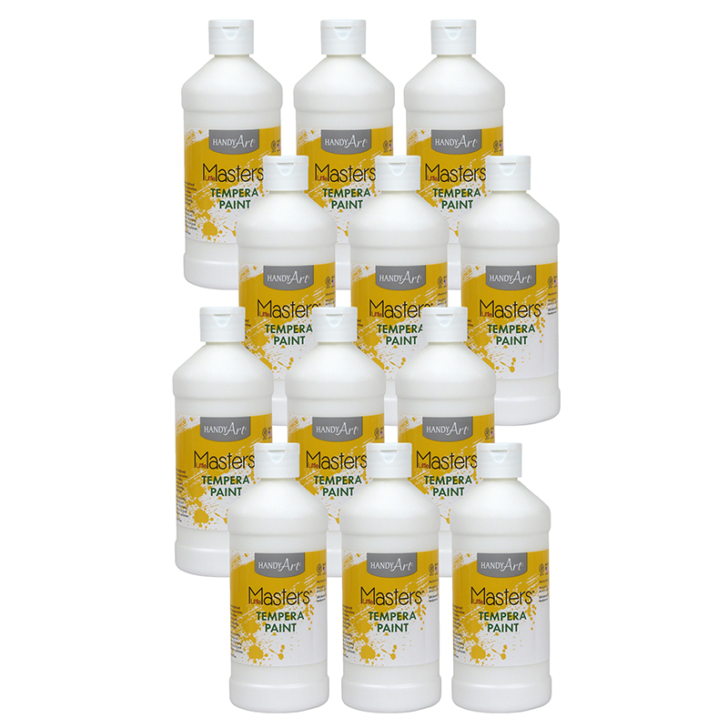 Little Masters Tempera Paint, White, 16 oz., Pack of 12