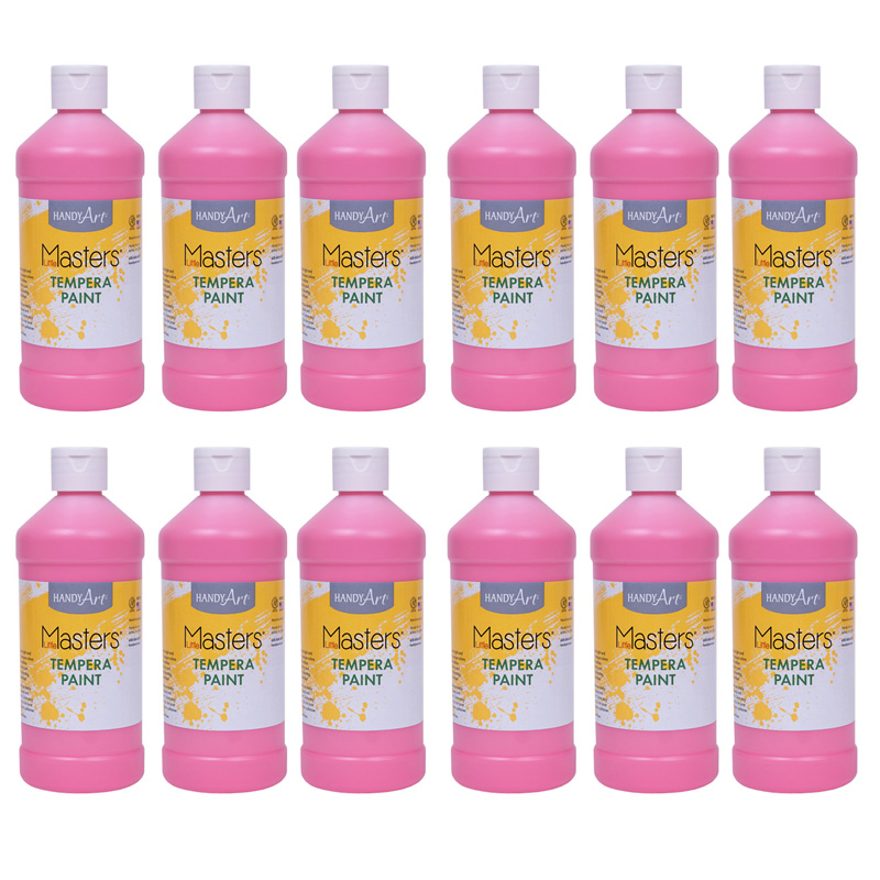 Little Masters Tempera Paint, Pink, 16 oz., Pack of 12