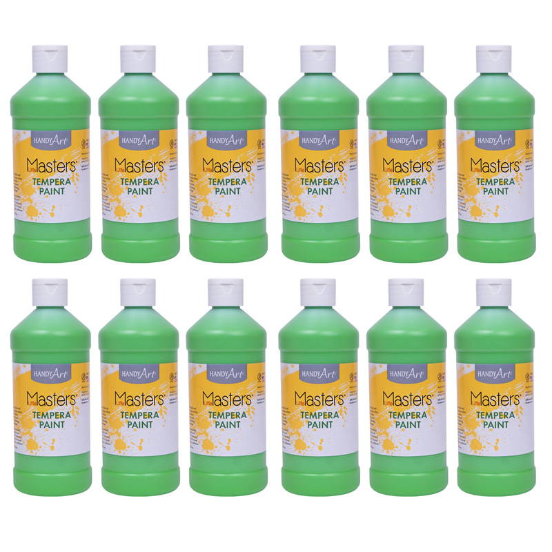 Little Masters Tempera Paint, Light Green, 16 oz., Pack of 12